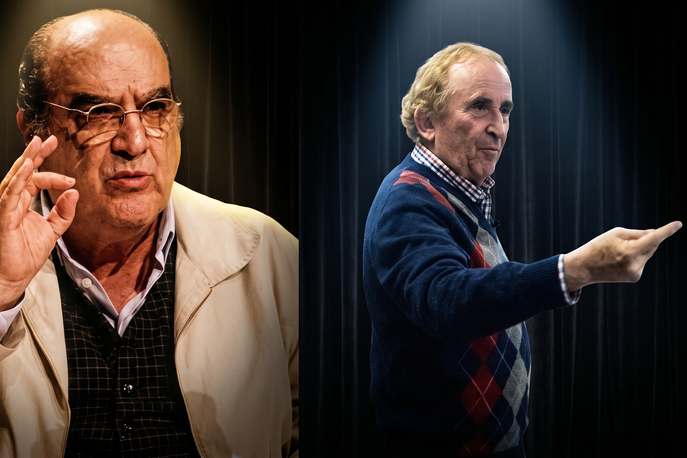 O apresentador Antonio Abujamra e o filósofo Julio Cabrera